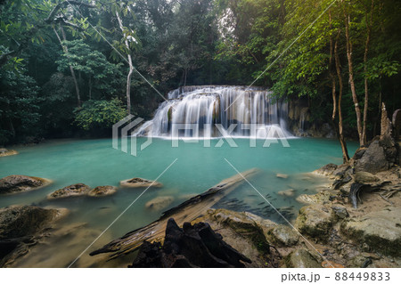 Erawan Waterfall,beautiful waterfall deep forest in Thailand Erawan Waterfall,beautiful waterfall deep forest in Thailand 88449833