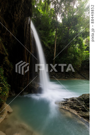 Erawan Waterfall,beautiful waterfall deep forest in Thailand Erawan Waterfall,beautiful waterfall deep forest in Thailand 88449852