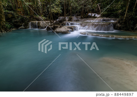 Erawan Waterfall,beautiful waterfall deep forest in Thailand Erawan Waterfall,beautiful waterfall deep forest in Thailand 88449897