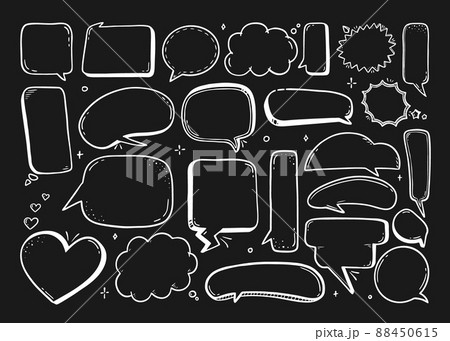 Comic speech bubble hand-drawn on a black background in the style of a doodle Vector illustration bubble chat, message element. 88450615