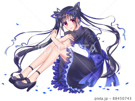 黒いワンピースを着た黒髪ツインテールの女の子 黒いワンピースを着た黒髪ツインテールの女の子 88450743