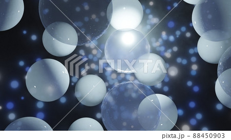 CG背景　多数の光の玉とガラスの球体 88450903