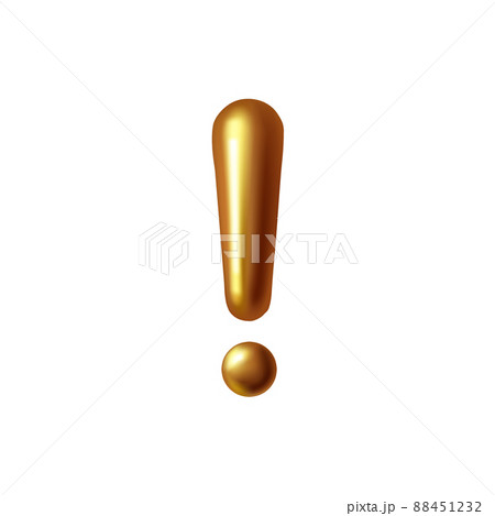 3d realistic gold foil balloon exclamation point. 3d realistic gold foil balloon exclamation point. 88451232