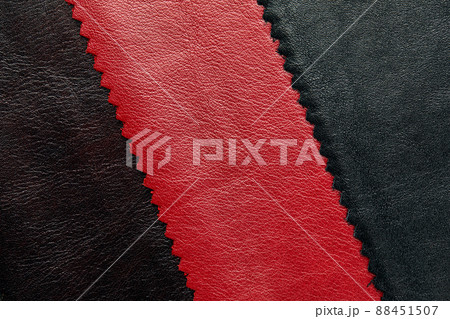 black and red leather with with curly edge. Uses for background. furniture upholstery background. 88451507