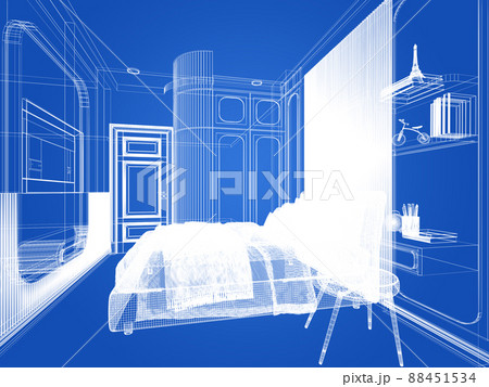 sketch design of interior bedroom,3d rendering sketch design of interior bedroom,3d rendering 88451534