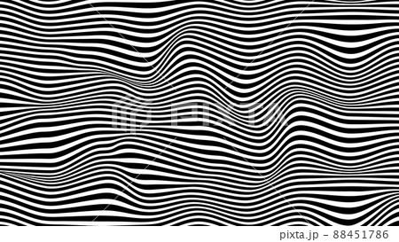 Folded Optical Illusion. Wavy monochrome linear texture. Wavy Striped Background 88451786