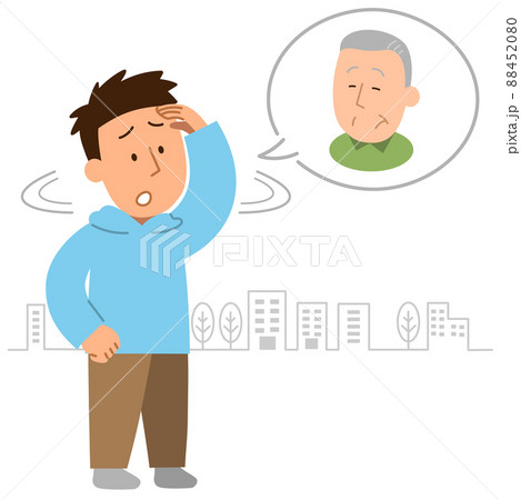 徘徊する高齢者を探す 男性1のイラスト素材 4580