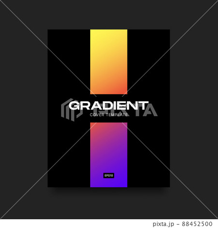 Minimalistic Gradient Cover. Vertical Colorful Template with Black Borders 88452500