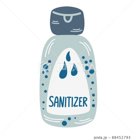 Sanitizer. Bottle with antiseptic for hands. Disinfection item. Personal protection from infection. Vector cartoon illustration 88452793