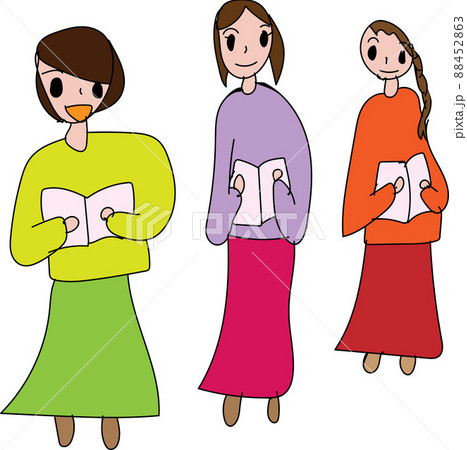 女性3人が朗読している姿のイラスト 88452863