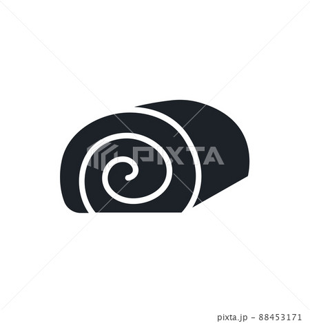 Swiss roll cake icon. Desserts and pastry isolated vector silhouettes Swiss roll cake icon. Desserts and pastry isolated vector silhouettes 88453171