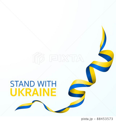 Stand with Ukraine flag ribbon 88453573