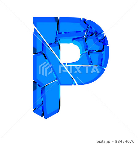 3D illustration.Broken glass letter isolated on white background.Art font. 3D illustration.Broken glass letter isolated on white background.Art font. 88454076