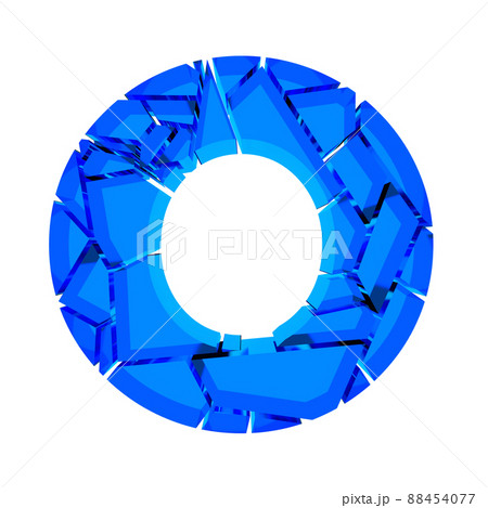 3D illustration.Broken glass letter isolated on white background.Art font. 88454077