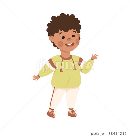 Little Boy Standing and Talking to Somebody Engaged in Friendly Communication Vector Illustration Little Boy Standing and Talking to Somebody Engaged in Friendly Communication Vector Illustration 88454215