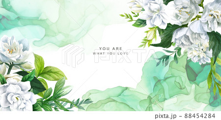 Lush white floral background, hand drawn vector 88454284