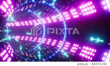 Glowing Neon Light VJ Tunnel 3D Illustration Glowing Neon Light VJ Tunnel 3D Illustration 88455291