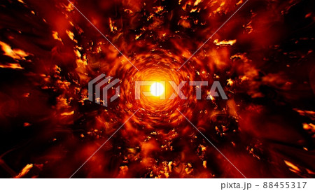 Abstract Burning Fire Tunnel Background 88455317