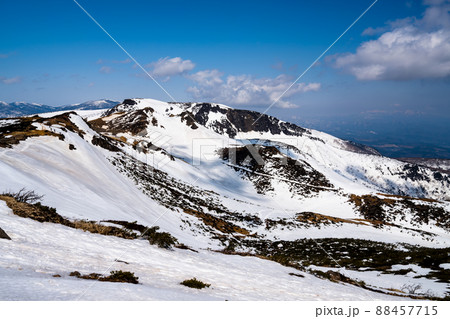 福島安達太良山 スノートレッキング 安達太良山山頂方向から鉄山を臨む 福島安達太良山 スノートレッキング 安達太良山山頂方向から鉄山を臨む 88457715