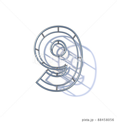 Steel wire frame font Number 9 NINE 3D 88458056