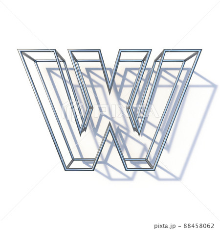 Steel wire frame font Letter W 3D 88458062