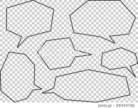 角ばった吹き出しのセット_黒線のみ 角ばった吹き出しのセット_黒線のみ 88459786