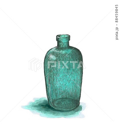 青色の小瓶　水彩画　手描き　白背景 88459845
