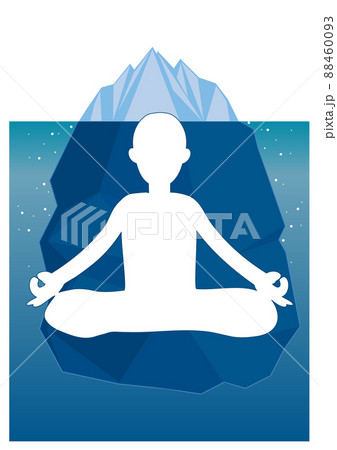 氷山の一角・深層心理をイメージした座禅をしている男性 氷山の一角・深層心理をイメージした座禅をしている男性 88460093