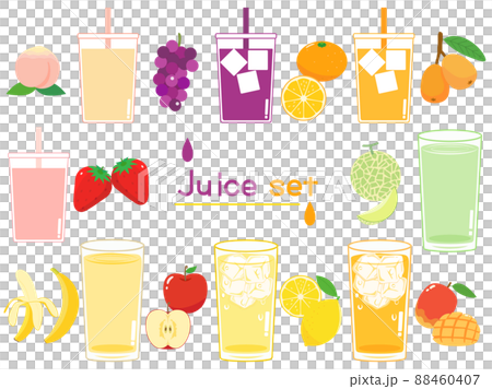 フルーツジュースをイメージしたイラストのセット フルーツジュースをイメージしたイラストのセット 88460407