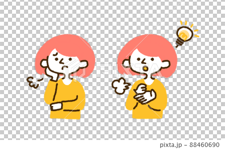 憂心忡忡的女性和勵志女性的插圖 憂心忡忡的女性和勵志女性的插圖 88460690