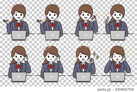 學生女性個人計算機插圖集 88460709