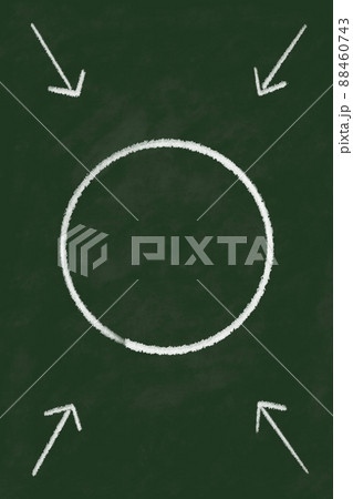 黒板 チョーク 矢印 縦構図 視線誘導 丸のイラスト素材