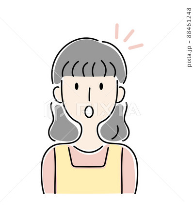 手描き風・ハッと驚く女性のベクターイラスト 手描き風・ハッと驚く女性のベクターイラスト 88461248