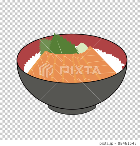 サーモンの刺身の乗った海鮮丼のイラスト 88461545