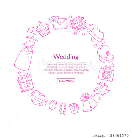 doodle wedding with place for text illustration 88461570