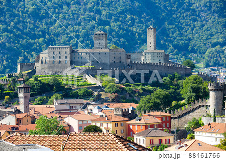 Castelgrande Castle on Alpine foothills in Swiss town of Bellinzona 88461766