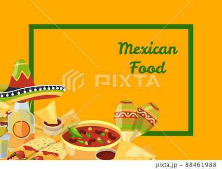 cartoon mexican food background with place for text illustration 88461988
