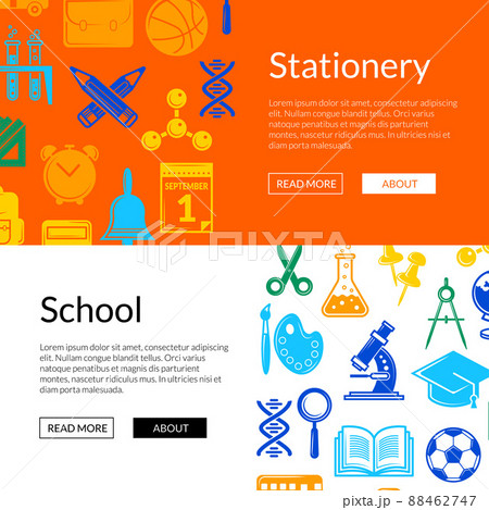 back to school stationery web banner templates illustration 88462747