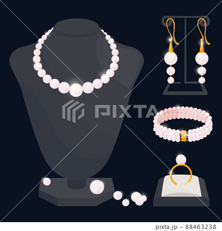 Pearl jewerly collection - necklace, earrings, ring and bracelet 88463238