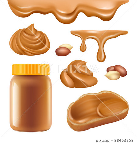 Peanut butter. Healthy dessert chocolate protein oily cream for sandwich spread caramel food realistic pictures Peanut butter. Healthy dessert chocolate protein oily cream for sandwich spread caramel food realistic pictures 88463258