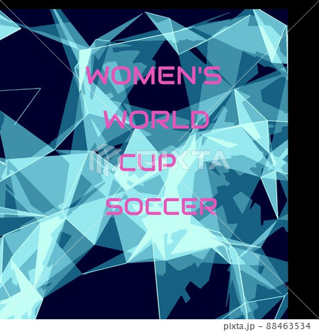 Women's world cup soccer text banner against blue abstract geometric shapes on black background 88463534