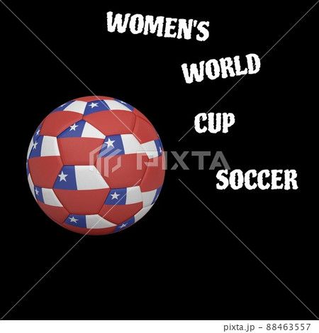 Women's world cup soccer text banner and us flag design printed on soccer ball Women's world cup soccer text banner and us flag design printed on soccer ball 88463557