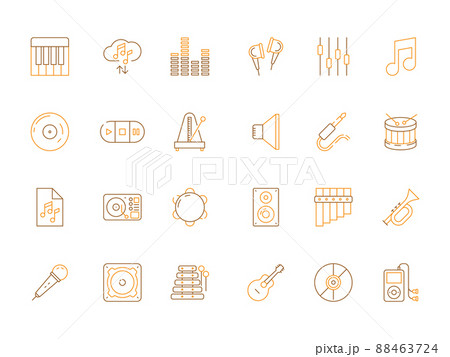 Musicians icons. Audio recording studio tools acoustic guitar piano microphone music colored pictures Musicians icons. Audio recording studio tools acoustic guitar piano microphone music colored pictures 88463724