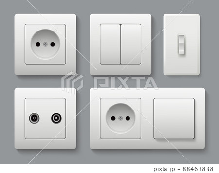 Electric socket switches. House shifting electrical switches realistic template 88463838