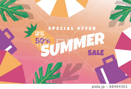 Sea Beach Summer Sale Holiday Event Promotion Poster Template 88464301