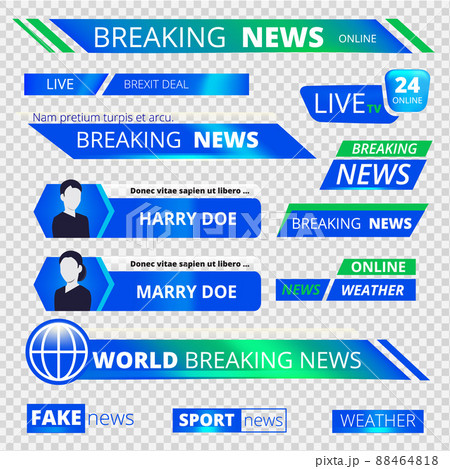 News graphic banners. Breaking television broadcast sport header banners graphic News graphic banners. Breaking television broadcast sport header banners graphic 88464818