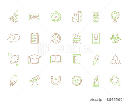 Science colored icon. Chemical experiment scientific lab biological innovation and practice laboratory equipment symbols 88465004