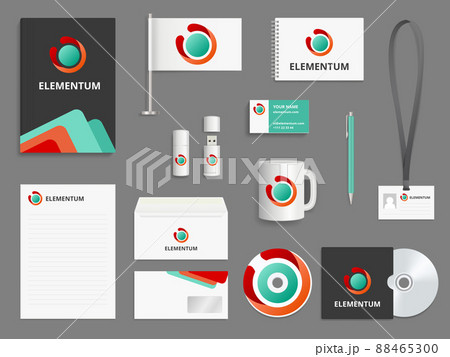 Business identity. Branding realistic mockup folder envelope cover for cd blank business cards check boxes usb pen 88465300