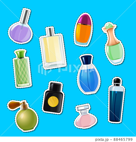 perfume bottles stickers of set illustration perfume bottles stickers of set illustration 88465799