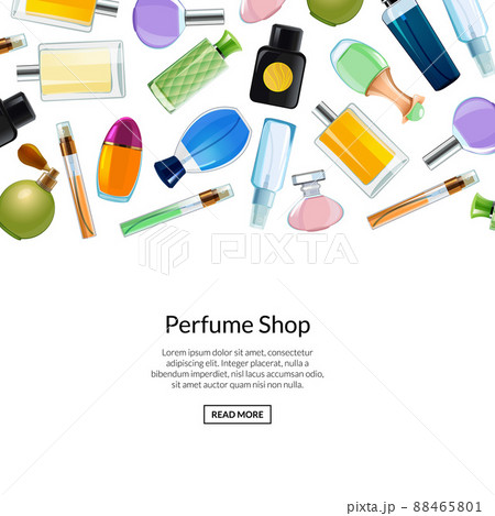 Web banner perfume bottles background illustration 88465801